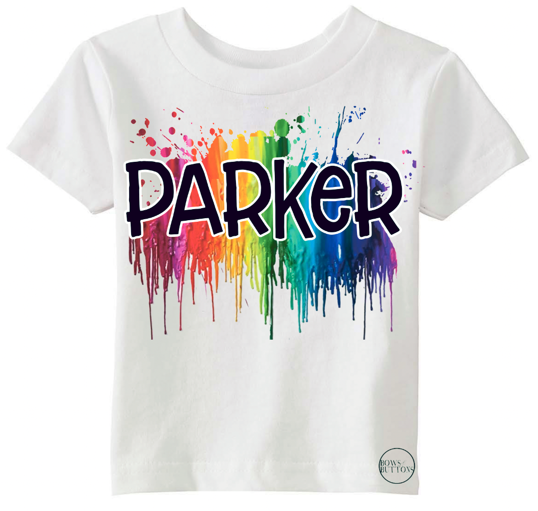 Rainbow Melted Crayon Name