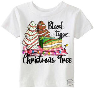 Blood Type Christmas Tree Cake